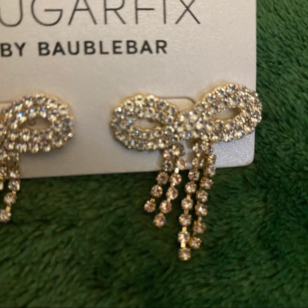 SugarFix BaubleBar Crystal Bow Fringe Earrings - Picture 5 of 6